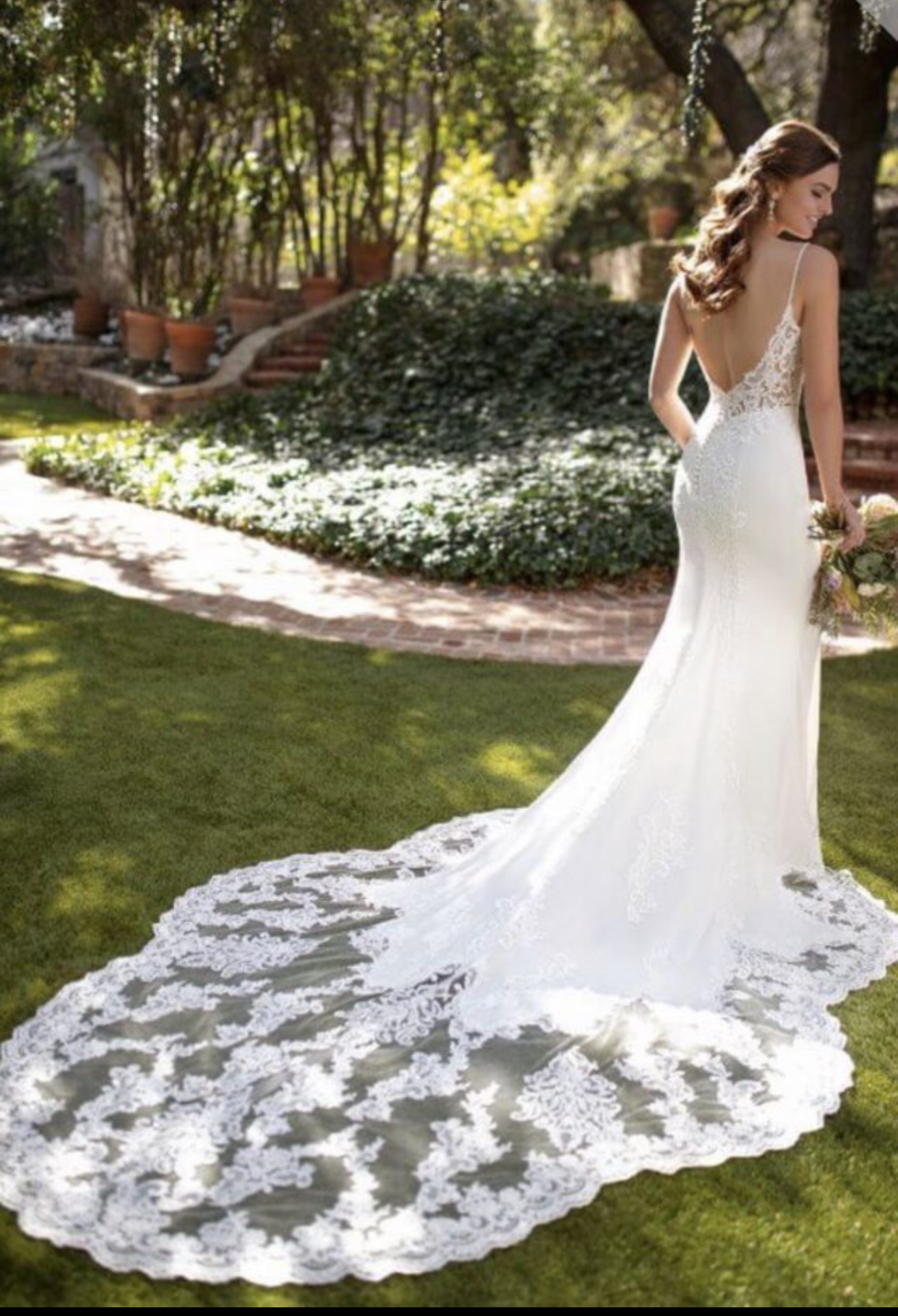 slim fit dress slacks Fit & Flare Wedding Dress with Large Train – Sample Sale main image 1